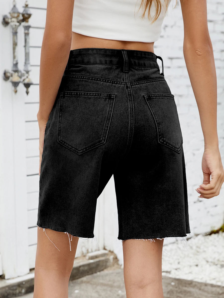 Distressed Frayed Hem Shorts